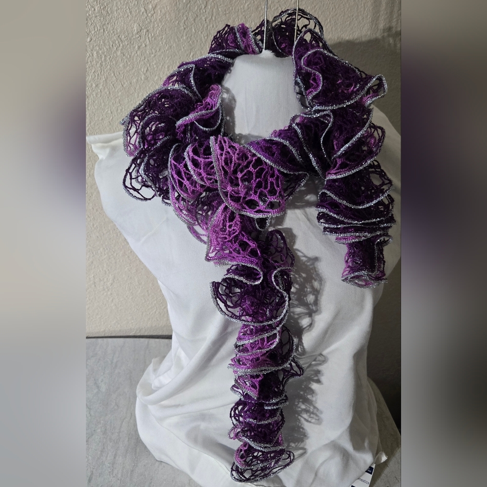 Elegant Purple Ruffled Scarf